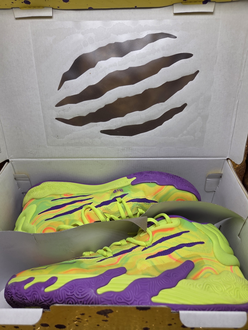 Mens Neon Yellow & Purple Athletic Sneakers - Picture 3 of 10